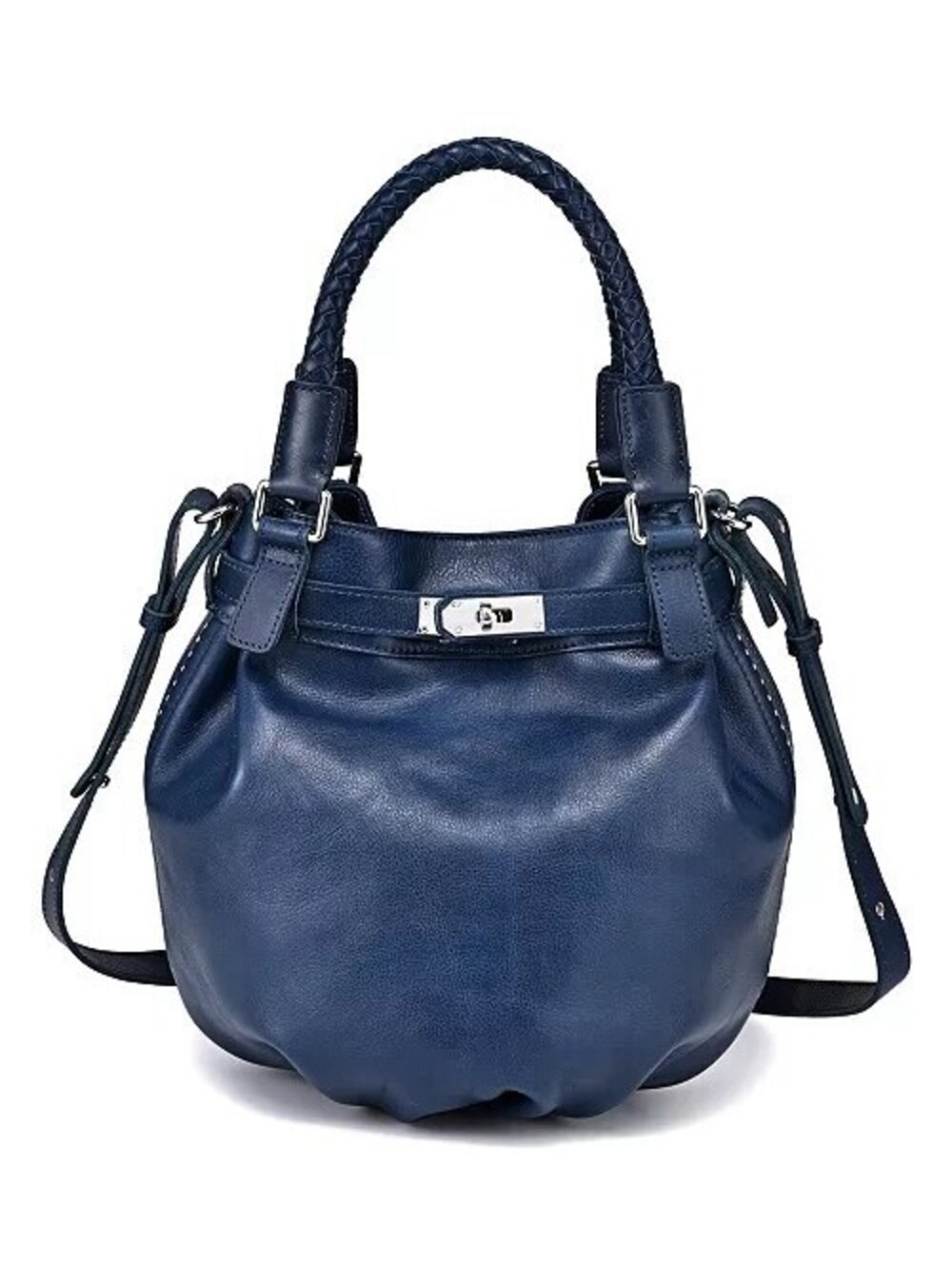 OLD TRENDPumpkin Small Leather Crossbody Bucket Bag $210